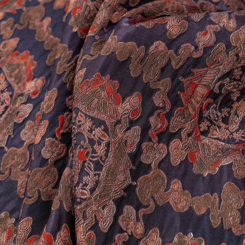 Sewing - Tessuto Jacquard Floreale in Rayon Rosso