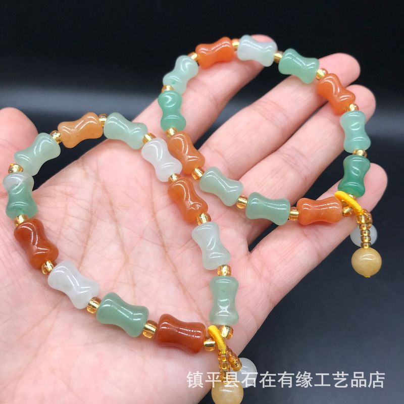 Beading - Bracciale in Avventurina Naturale, Bambù, Seta