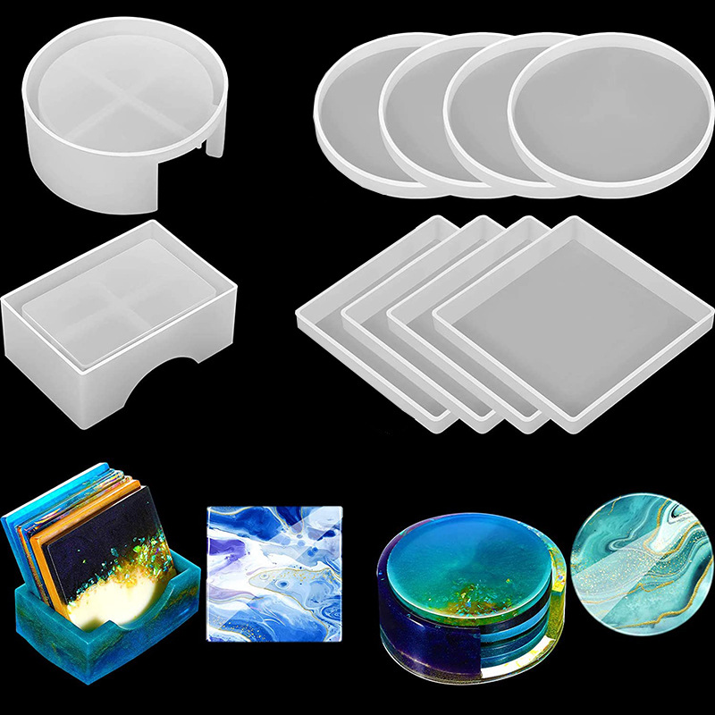 Silicone Epoxy Resin Molds Set - 5 pezzi/set DlY sottobicchieri in resina