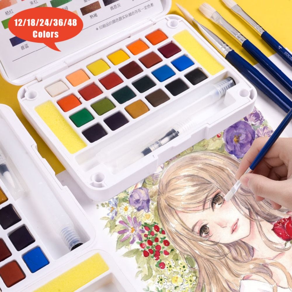 Watercolor Paint Set Solid Pigment - Set Professionale di Pennelli ad Acqua
