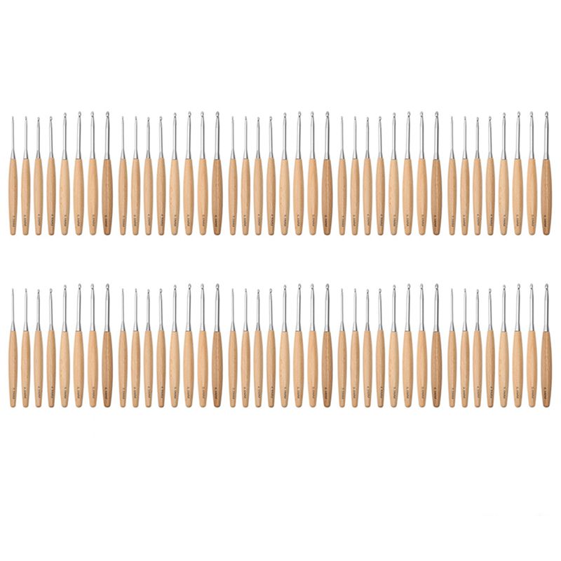 Wooden Crochet Hooks Ergonomic Handle - SEWS-80Pcs Set di Uncinetti in Legno
