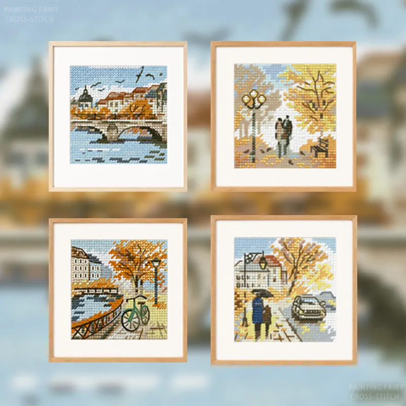 Cross Stitch Stamped Kits Beginners - [CC-City Autumn Series] Kit per Principianti