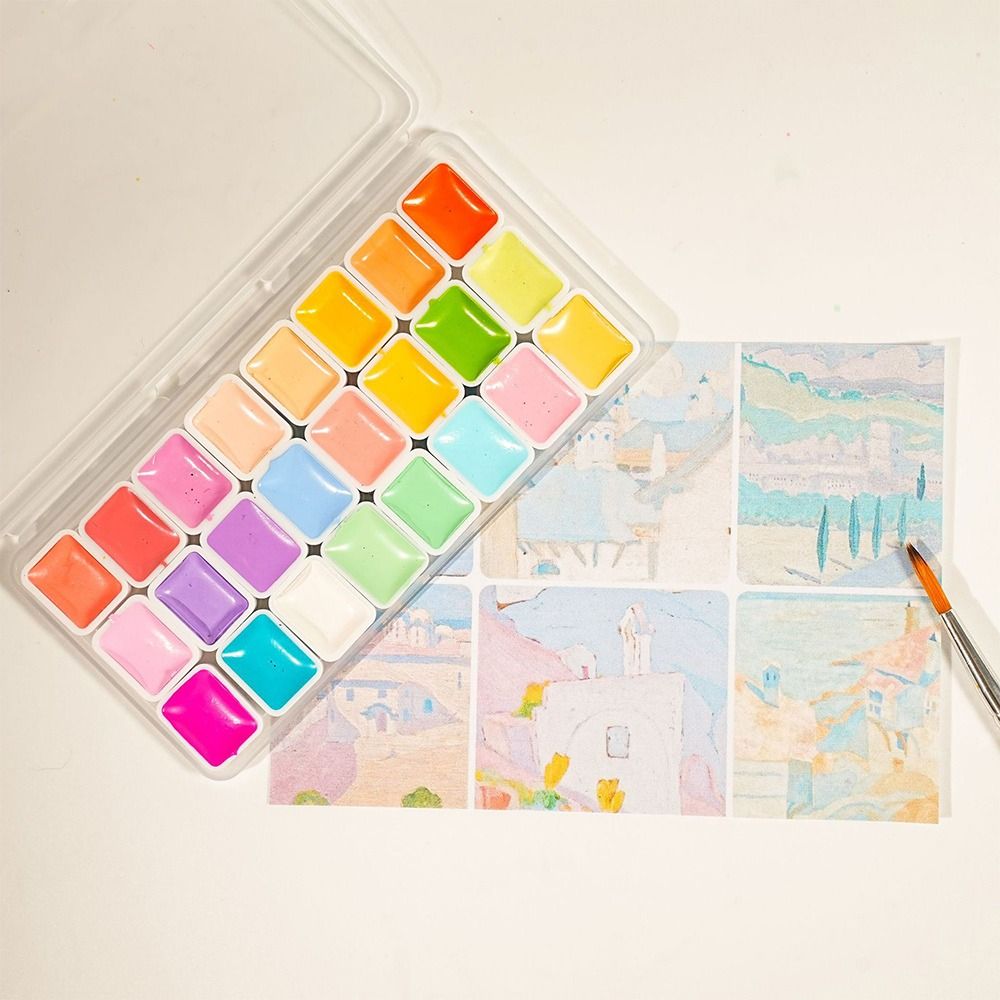 Watercolor Paint Set Solid Pigment - Set di acquerelli da 24 colori,