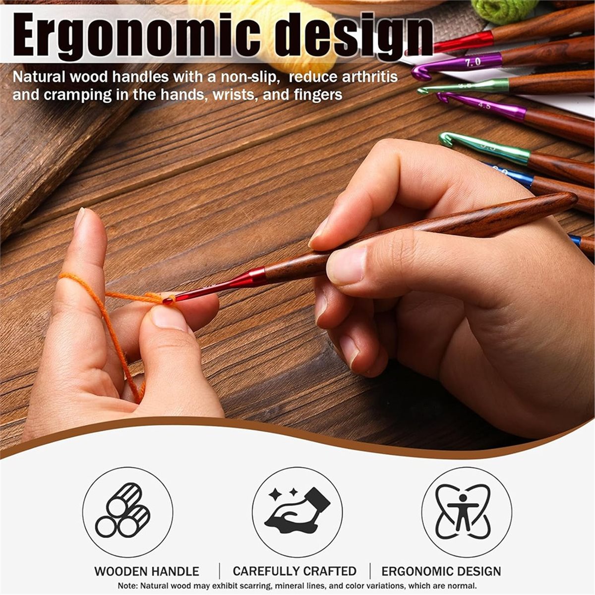 Wooden Crochet Hooks Ergonomic Handle - Nuovo Set di Uncinetti 2026, Uncinetti