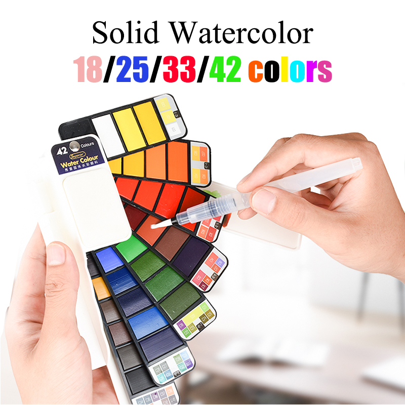 Watercolor Paint Set Solid Pigment - 18/25/33/42 colori Acquerello Solido Set Whirl