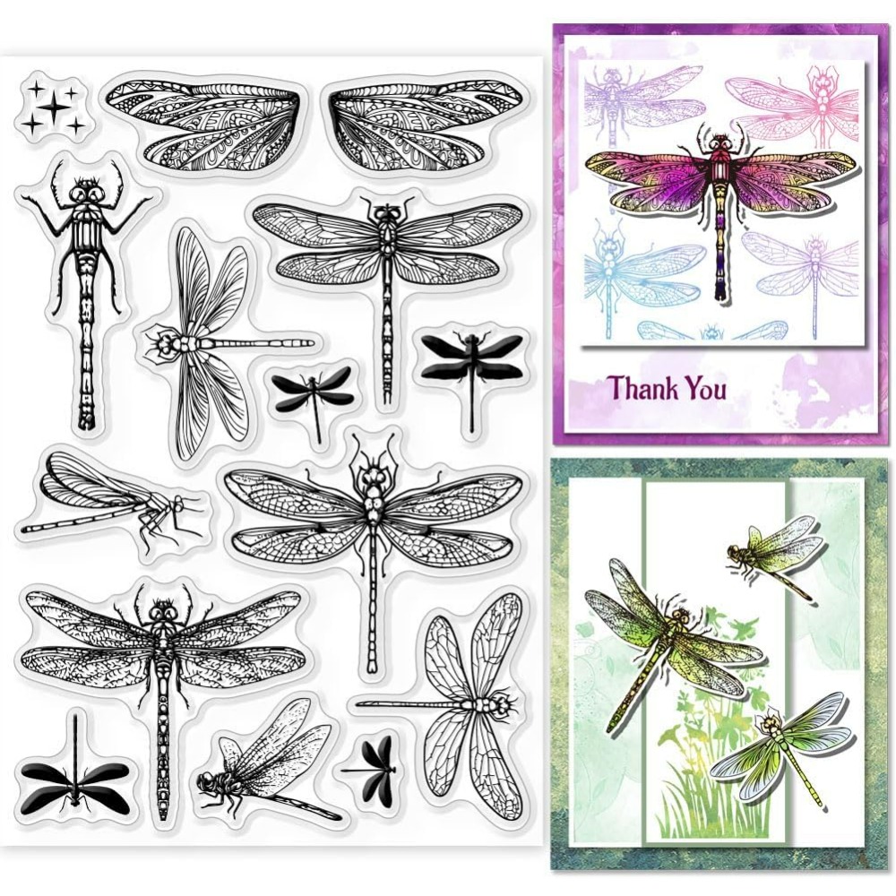 Clear Silicone Stamps For Card Making - Timbri trasparenti libellula per scrapbooking fai