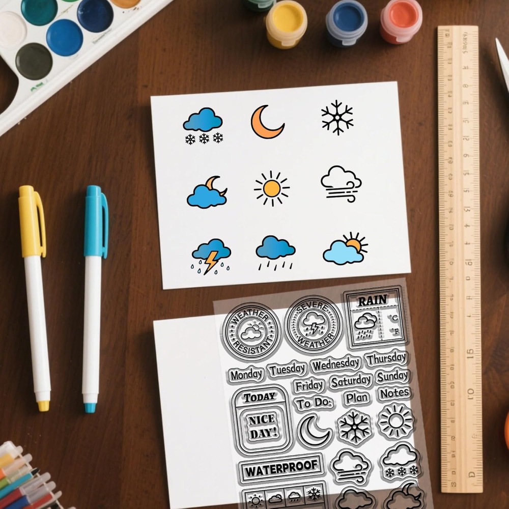 Clear Silicone Stamps For Card Making - Timbro trasparente per diario meteorologico per