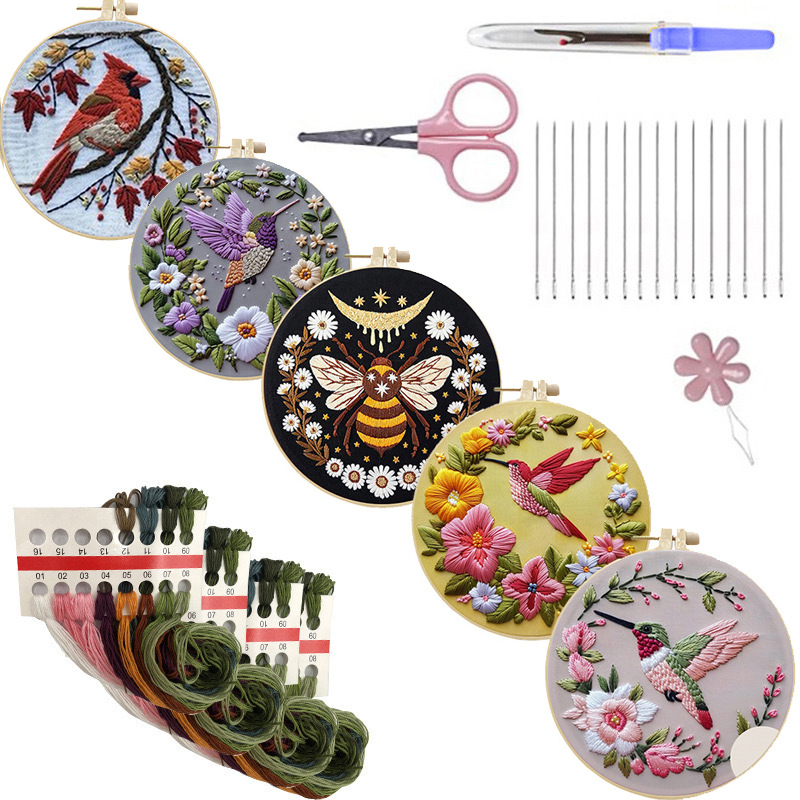 Cross Stitch Stamped Kits Beginners - Kit da ricamo colibrì per modelli