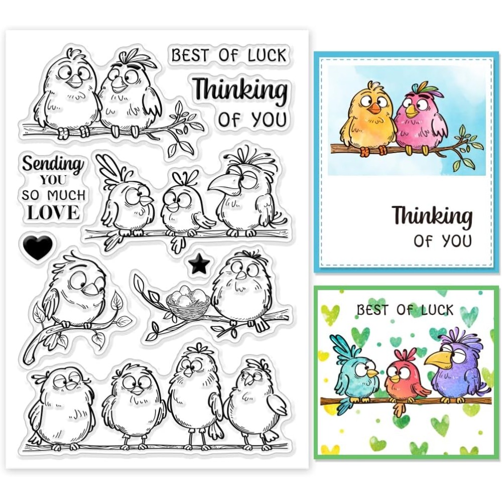 Clear Silicone Stamps For Card Making - Divertenti rami di uccelli Timbri trasparenti