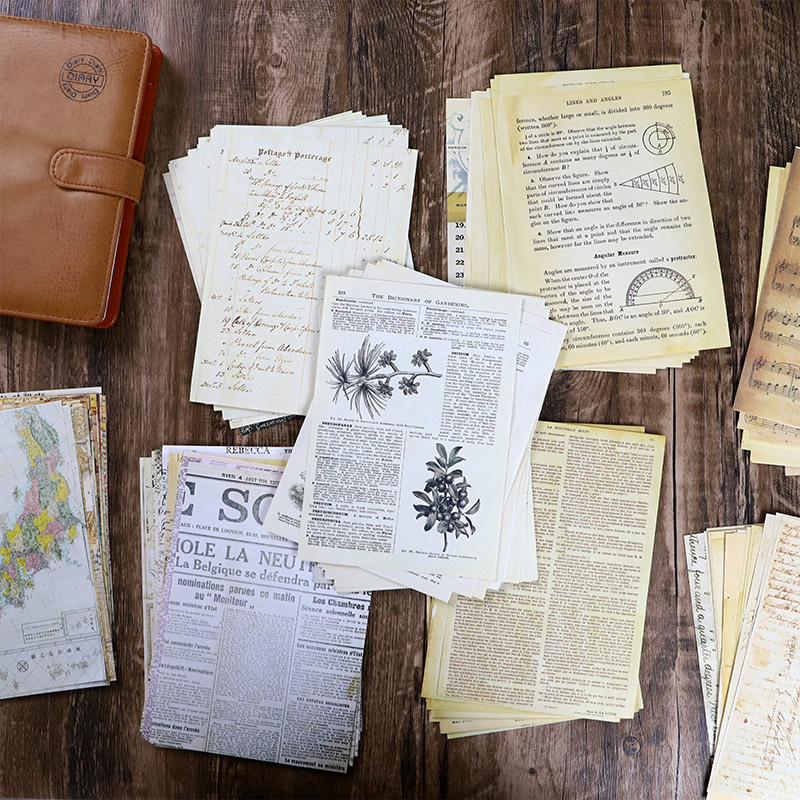 Vintage Junk Journal Scrapbooking Paper - 30 pezzi vecchia mappa lettere floreali