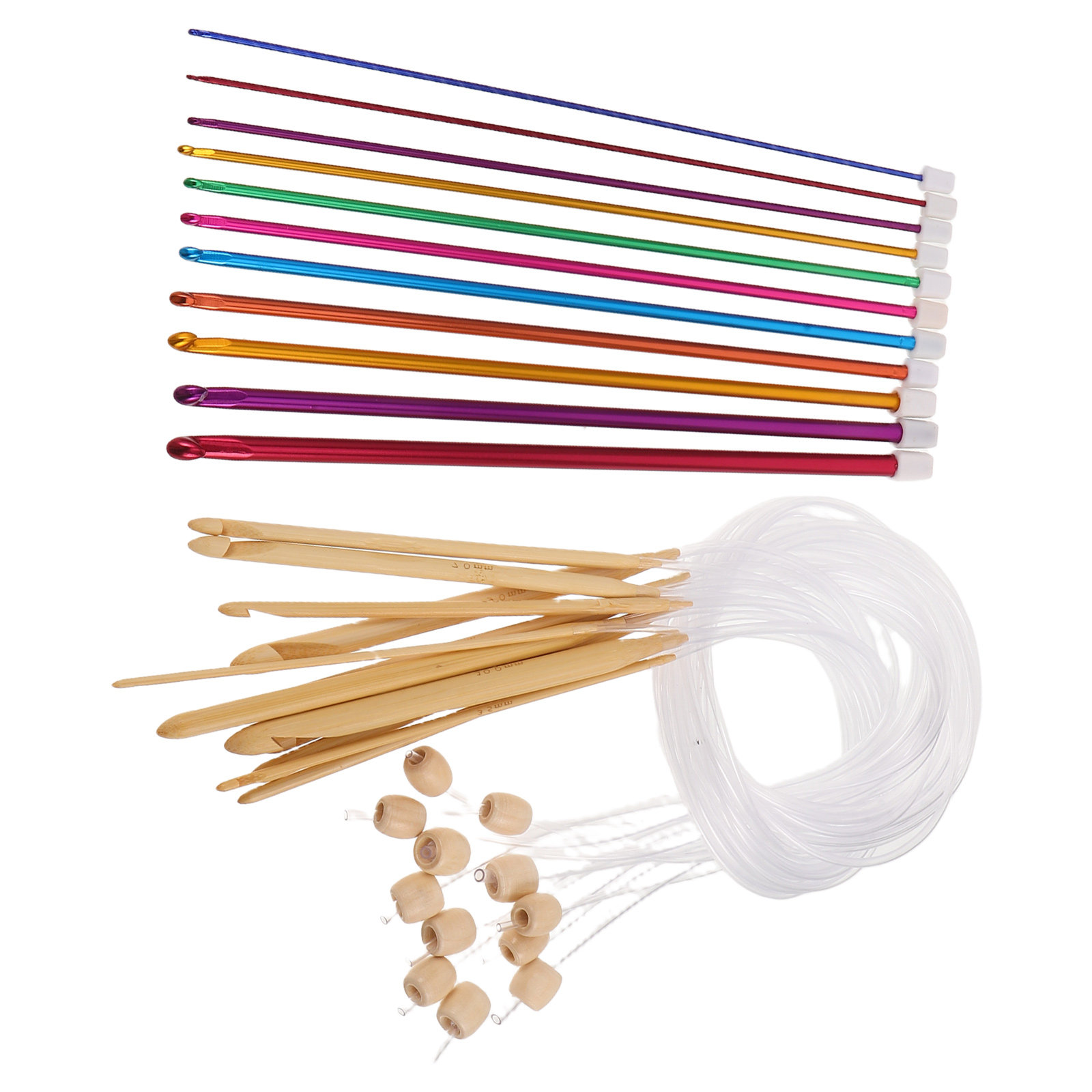 Wooden Crochet Hooks Ergonomic Handle - Set di 10 uncinetti dai colori