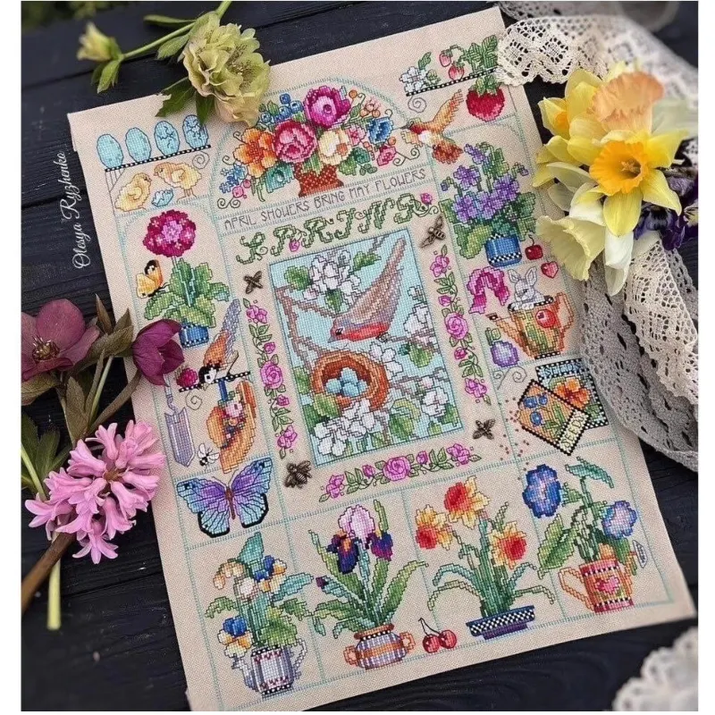 Cross Stitch Stamped Kits Beginners - 【CC2937 Giardino Primaverile】 Kit per Punto