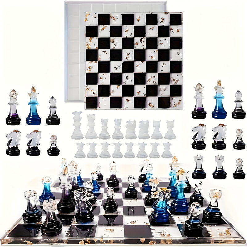 Silicone Epoxy Resin Molds Set - 11Chessboard16Set di stampi in silicone in