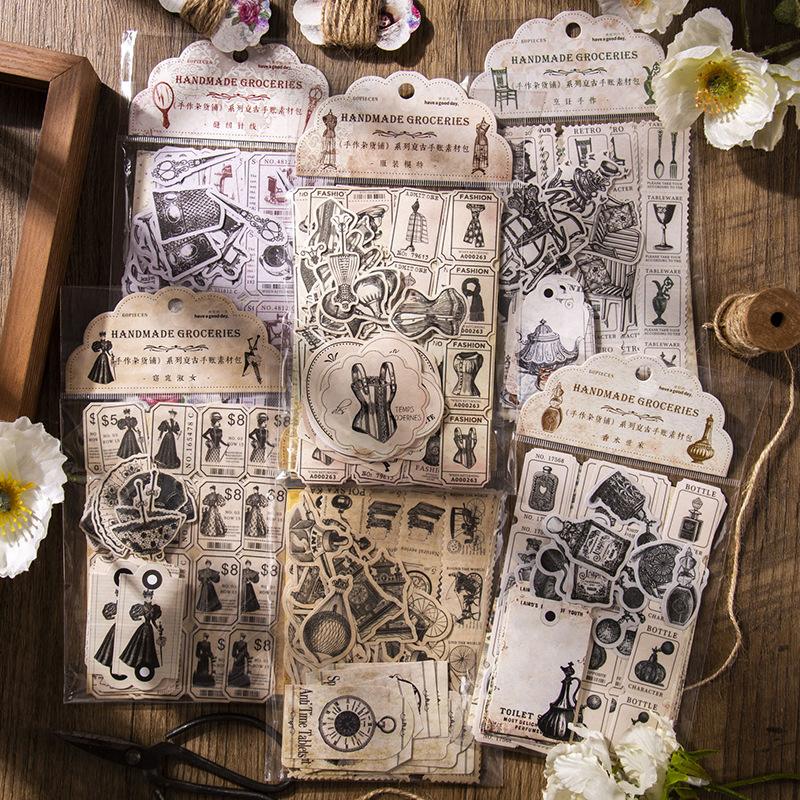 60 pezzi adesivi Vintage + mat - Vintage Junk Journal Scrapbooking Paper recensione e prezzo