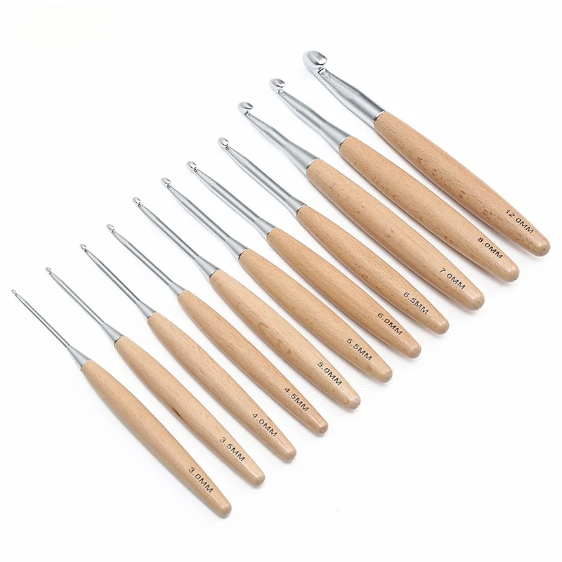 1/11 pezzi di uncinetti con ma - Wooden Crochet Hooks Ergonomic Handle recensione e prezzo